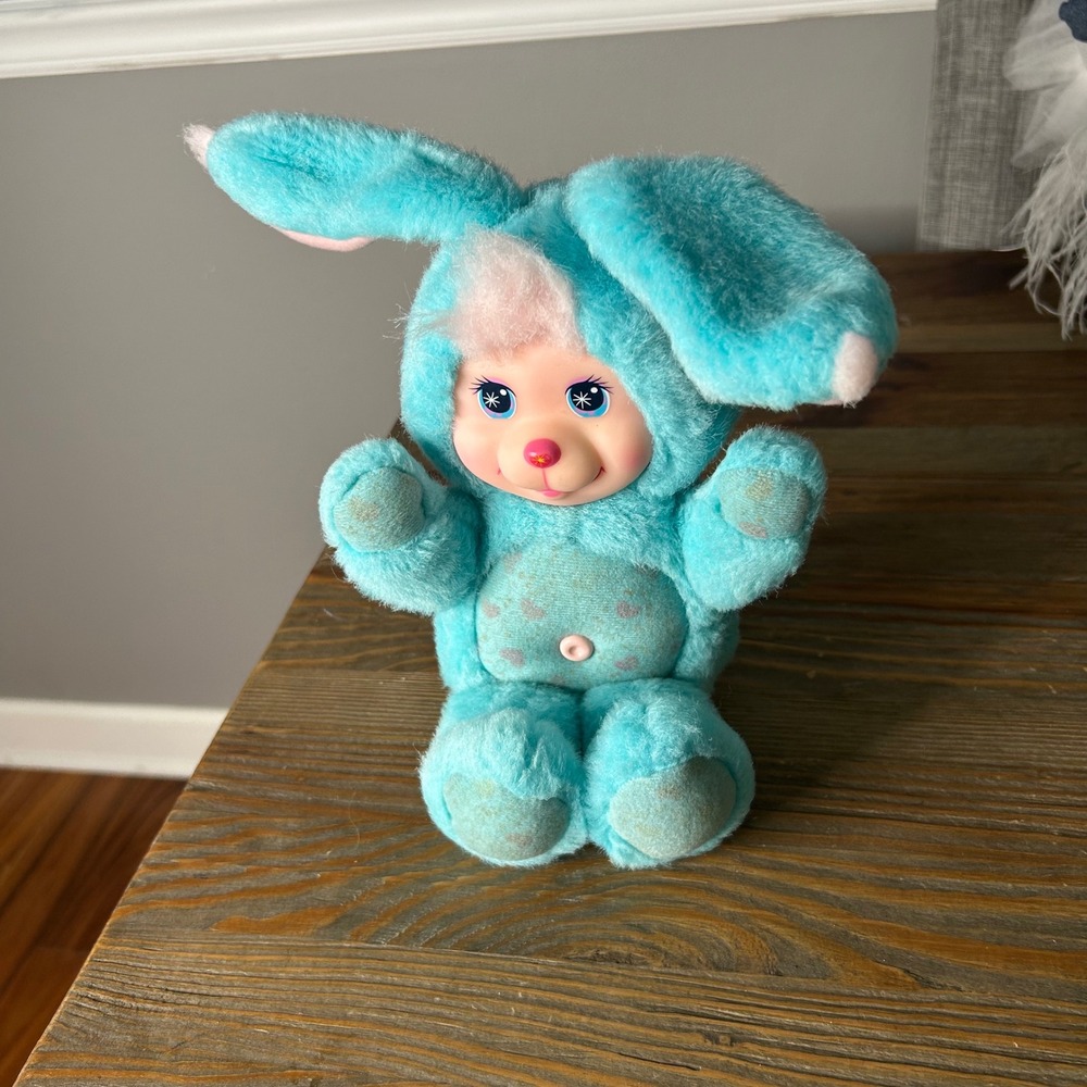 Vintage 1991 Mattel Cherry‎ Merry Muffin Bunny Plush Blue Vinyl Face 11 Inch